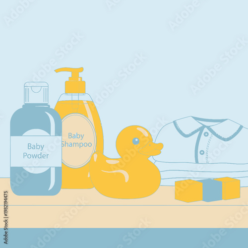 Baby bath time rubber duck toys.