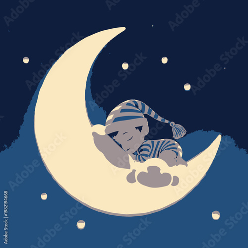 Baby Sleeping on the Moon Safely.