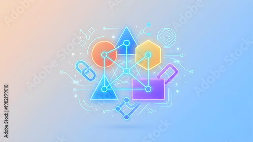 Wallpaper Mural Abstract teamwork concept, connected geometric shapes, minimal design, soft gradient background, clean composition Torontodigital.ca