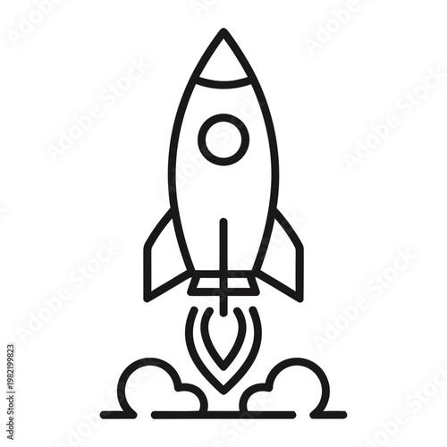 Rocket launch icon outlined vector illustration