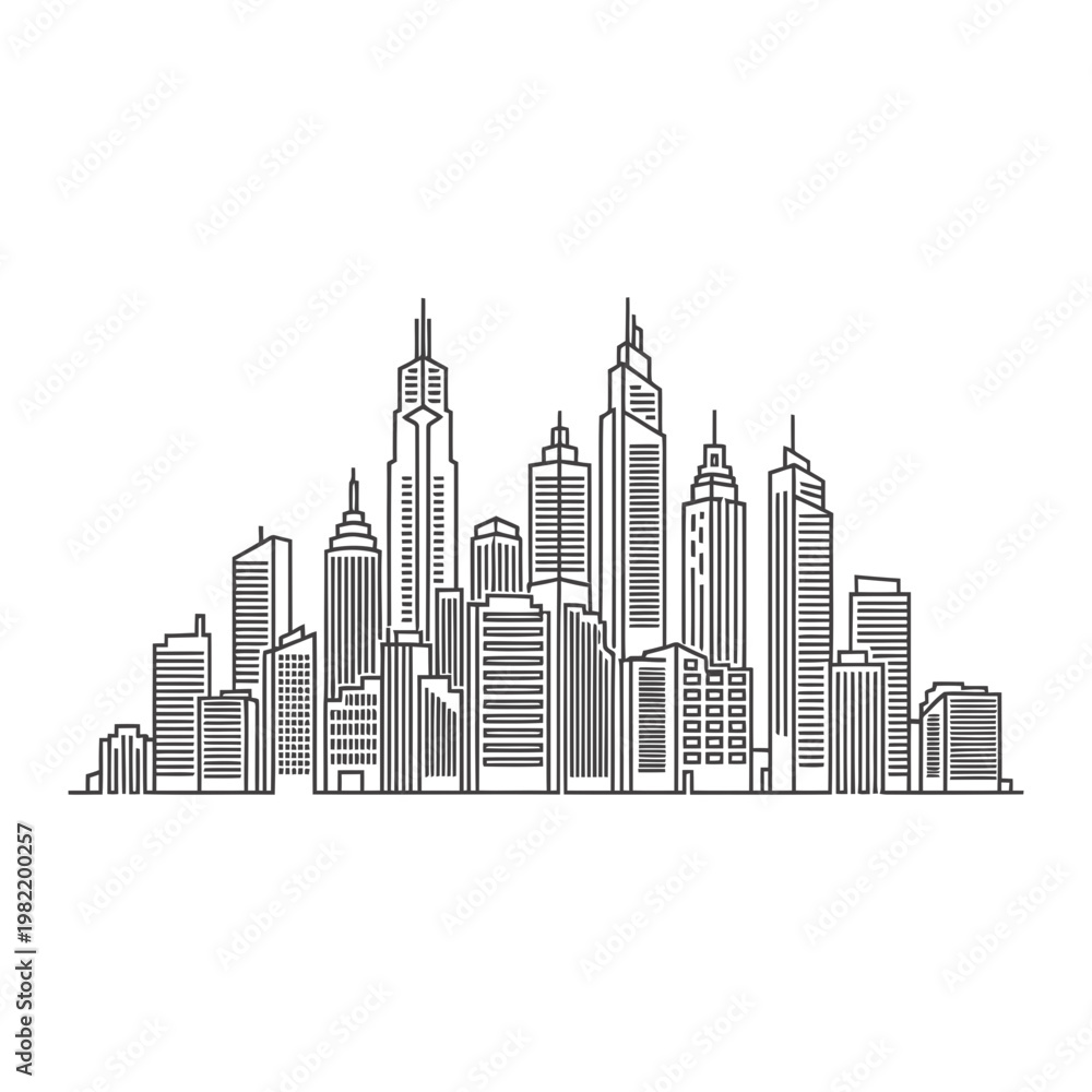 Fototapeta premium Modern city skyline silhouette illustration