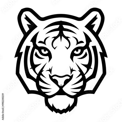 Stylized tiger head line art illustration