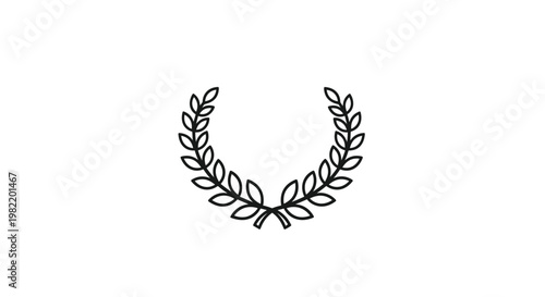 Classic black laurel wreath symbol representing victory, achievement, and honor isolated on a plain white background.