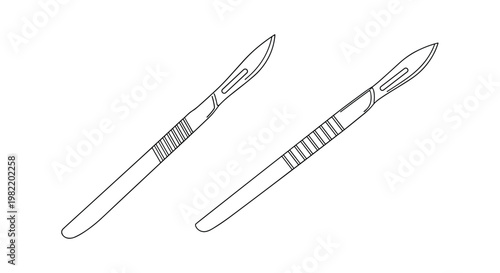 Two different styles of surgical scalpel blades shown in a clean black outline format against a white background.