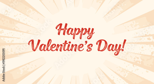 Bright pink sunburst background with Happy Valentines Day text in a handwritten style is ideal for romantic holiday greetings and cards.