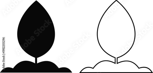 Leaf silhouettes icon set collection group, foliage leaves nature botanical plant shapes vector pack, flat and line style black icons, eco greenery elements bundle isolated design