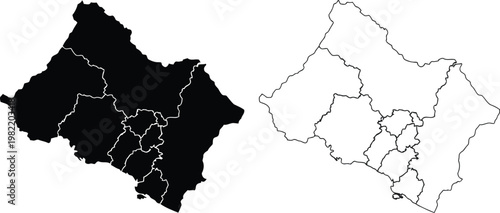 A detailed map illustration showing the administrative boundaries of the region of la rioja spain Vector