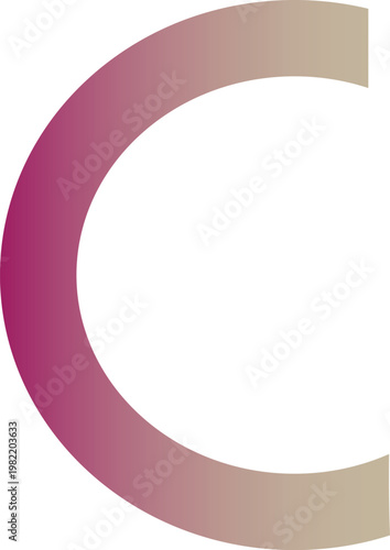 The image features a curved, C-shape that is visually appealing due to its smooth, rounded edges and elegant structure. The shape is filled with a gradient, which transitions from a dark magenta 
