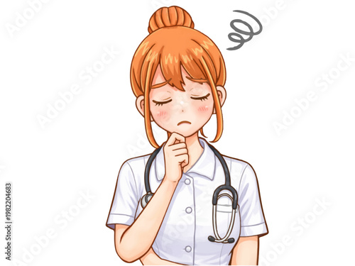 困る看護師女性のアニメ系イラスト素材3