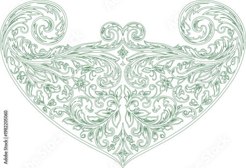A floral vector illustration featuring elegant baroque ornamentation and exquisite damask design, for decorative frame designs.