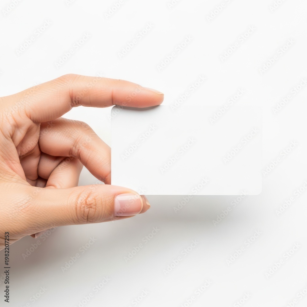 Obraz premium A hand holding a blank white business card