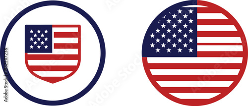 American flag shield design patriotic symbolism in oval and shield shapes