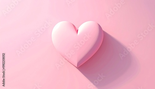 A pink heart object casts a shadow on a pink background