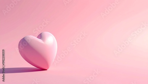 A pink heart sits alone on a pink surface with a pink background