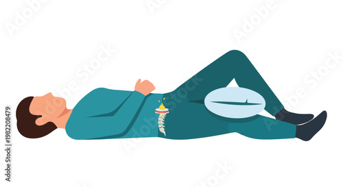 Man lying on back with pillow under knees to relieve spinal herniated disc pain