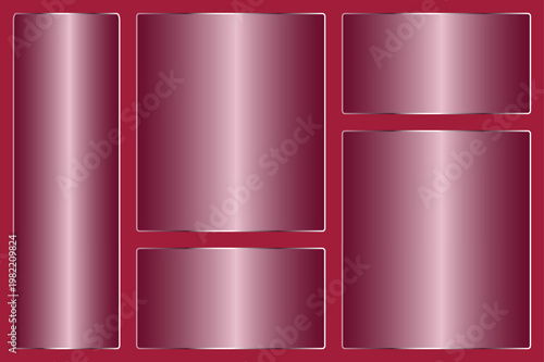 Six glass effect with Rose Gold Metallic Gradient and Silver Borders