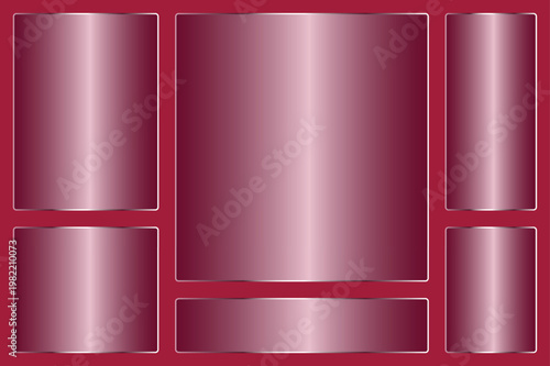 Six glass effect with Rose Gold Metallic Gradient and Silver Borders