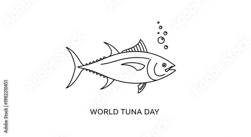 Tuna fish swimming in water column.