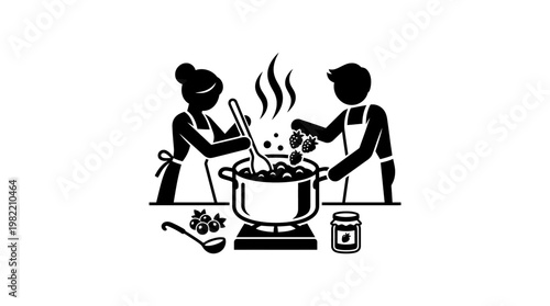 Cooking Together People Making Jam or Preserves