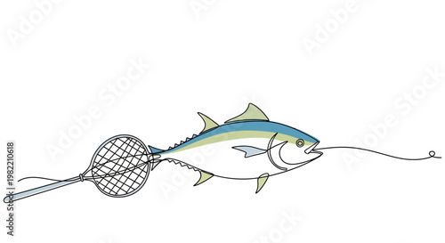 Rainbow colored fish caught in net.