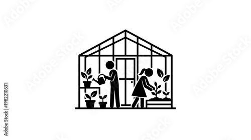 People Gardening in a Greenhouse