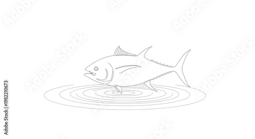 Tuna Fish Marine Animal Illustration.