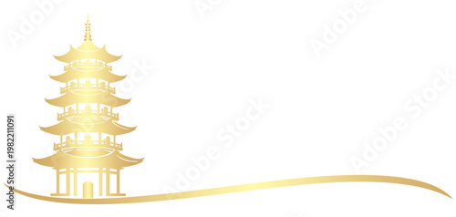 Vector silhouette illustration of a golden pagoda with an attractive design for Vesak Day