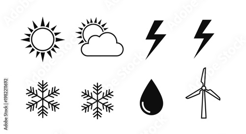 Weather forecast icons on white background.
