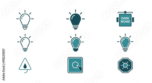 Light Bulb Idea Concept Icons Set.