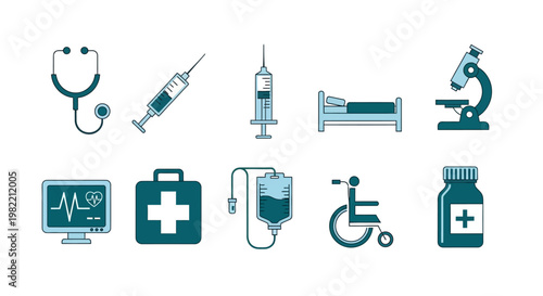 Medical symbols and healthcare icons.