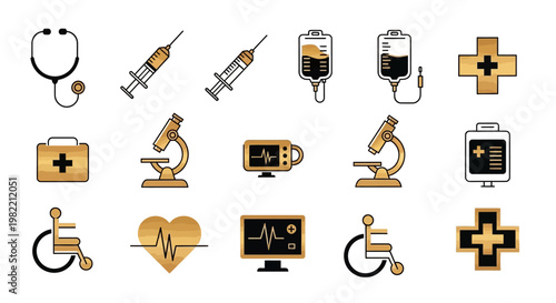 Medical icons and healthcare symbols.