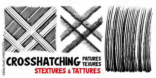 Various crosshatching and line patterns with texture examples shown
