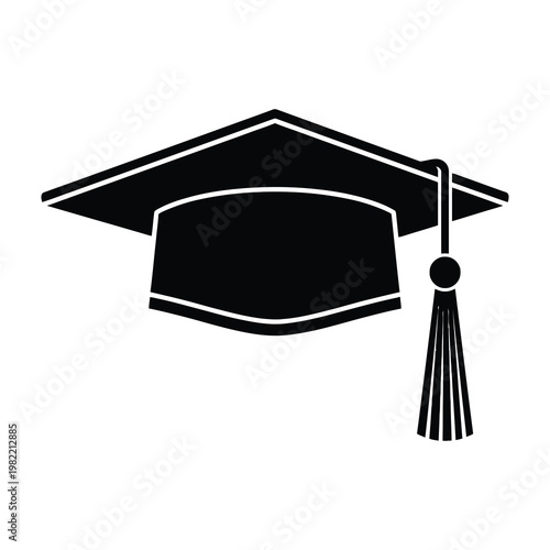 Graduation Cap Icon Silhouette Representing Academic Achievement Success and University Education