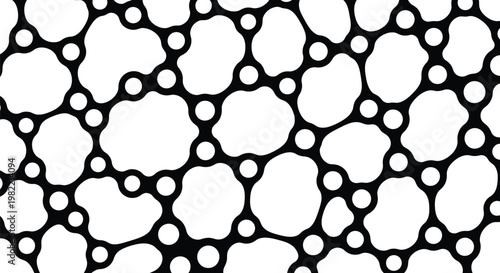 Schematic representation of a crystalline atomic network with interconnected circular nodes