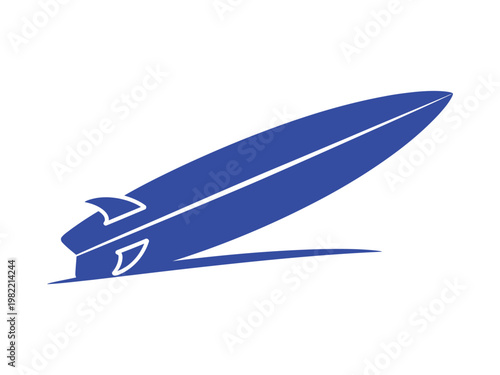 Surfboard icon captures the essence of summer water sports and coastal leisure activities in a simple blue graphical style.