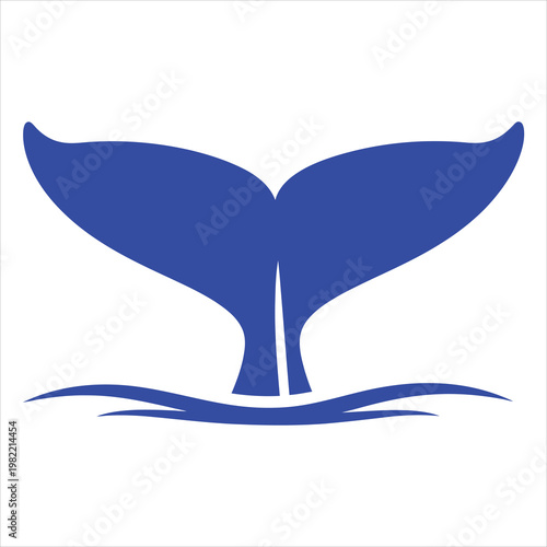 Whale tail icon shows the fluke of a large marine mammal breaching the ocean surface in a simple graphic style.