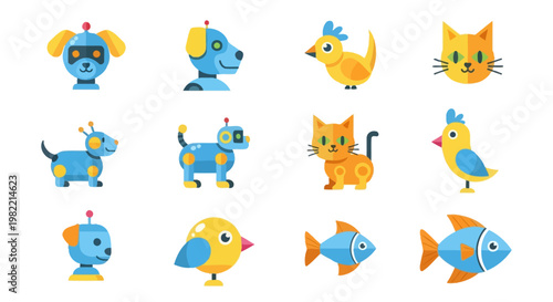 Flat design drone and remote control icons set.