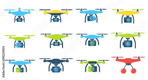 Collection of diverse robotics and automation technology illustrations