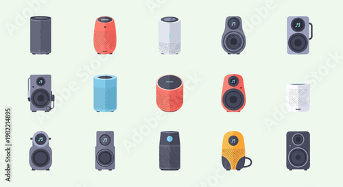 Collection of smart thermostat and climate control icons.
