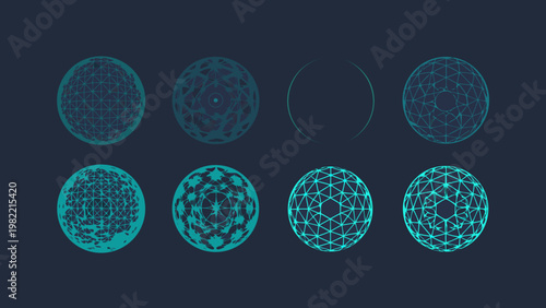 Abstract teal geometric shapes displaying an evolving digital network pattern