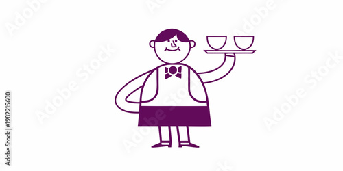 A waiter carrying two glasses on a silver serving tray