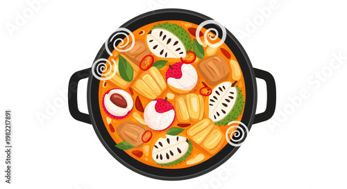 delicious spicy Korean stew with dumplings and vegetables