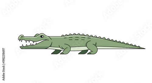 Cartoon illustration of a large reptile creature isolated on a white background