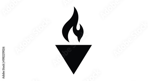 Simple black silhouette of a torch with a flickering flame