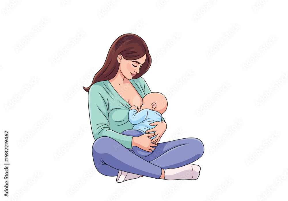 Obraz premium Mother breastfeeding her baby.