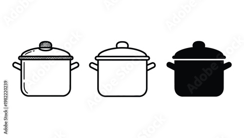 Pot vector illustrations in various styles and colors are shown here