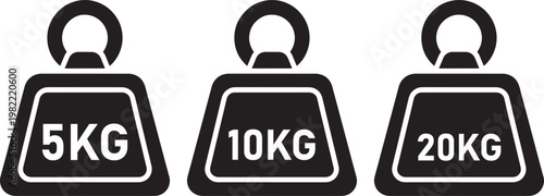 Weight Icons including 5KG, 10KG, and 20KG Dumbbell Plates