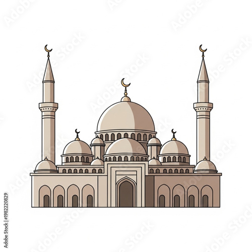 A stunning white marble vector illustration of the Taj Mahal silhouette in Agra India, featuring the iconic dome and minarets of this historic mausoleum landmark and architectural monument