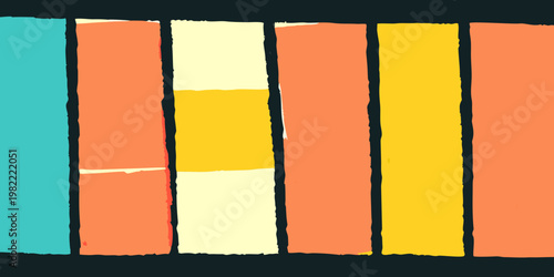 Abstract vertical stripes in shades of blue orange and yellow