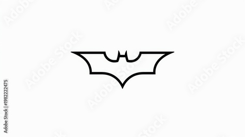 A minimalist black bat symbol on a white background